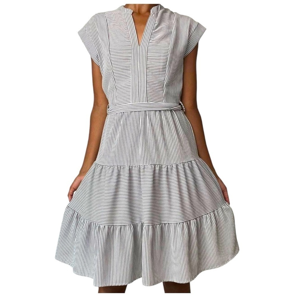 Monteau Striped Black and White Midi Dress